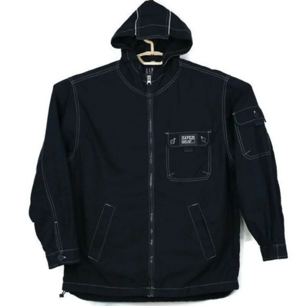 Gap Kids Girls Boys Jacket Coat Wind Breaker Blue Zip Up Hooded XXL 2XL